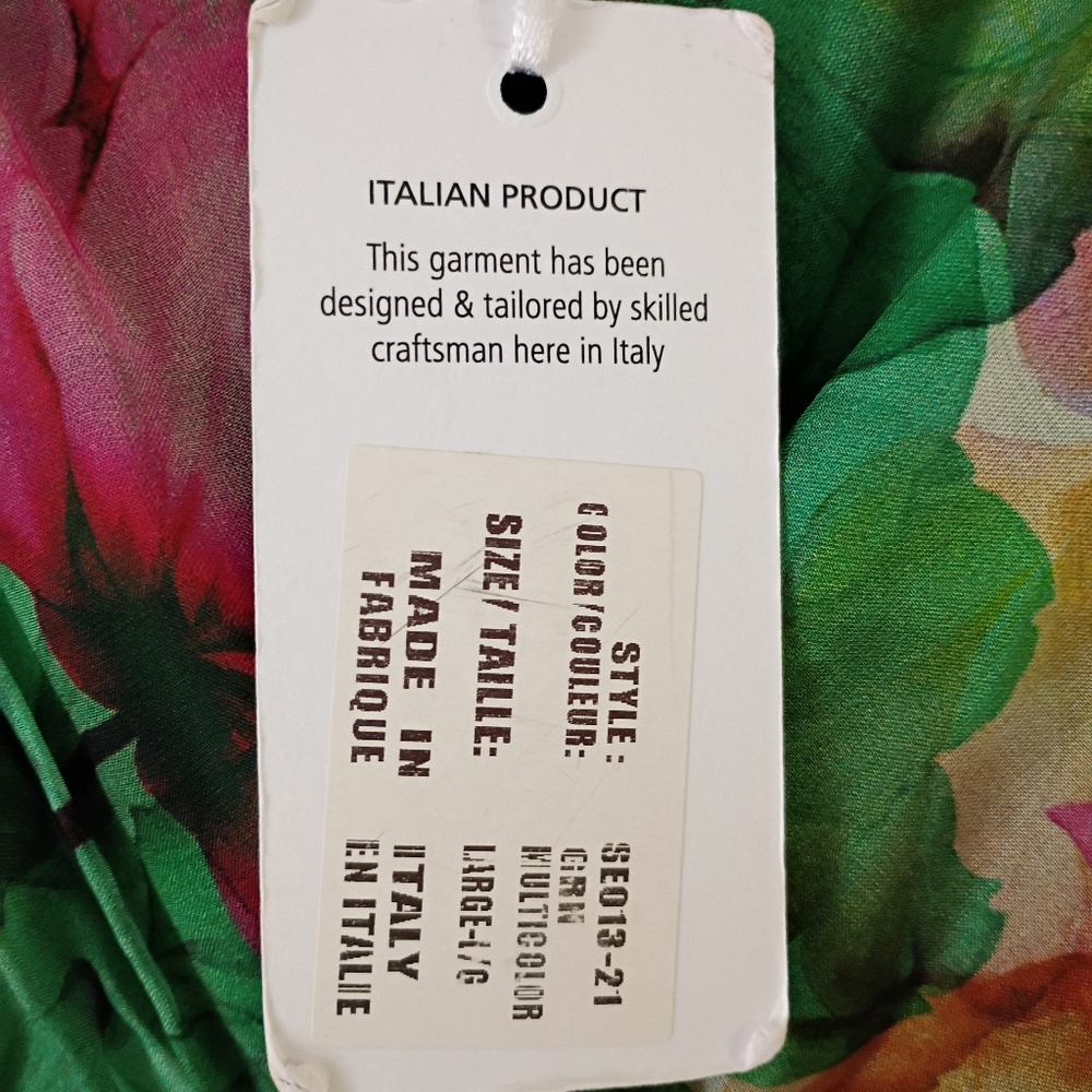 NWT.Le Ragazze Multi Color Silk Mide Dress.Pit To Pit 21" - Picture 6 of 9